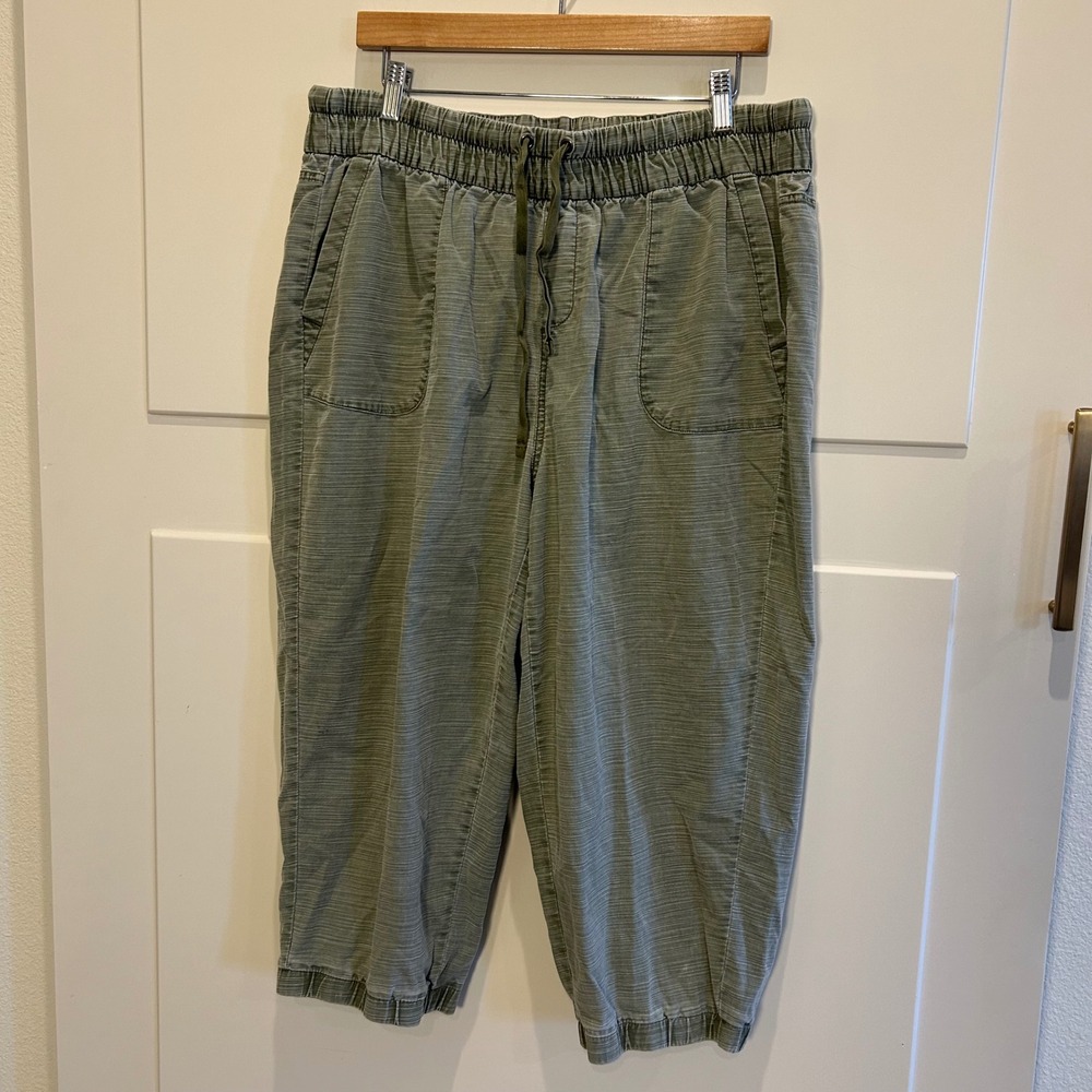 Lane Bryant Women's Green Cargo Pants Cropped Jogger‎ Drawstring Size 14 16